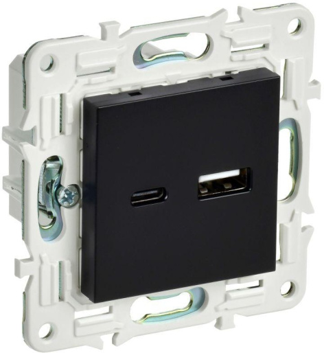 Изображение товара USB розетка IEK SK-U22-018-K02 18Вт встроенная с USB Type-A и C