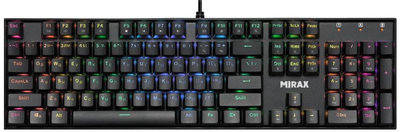 

Клавиатура Defender Mirax GK-352 45352 механическая RU, RGB, черн, син.свитчи, 104кн, Mirax GK-352