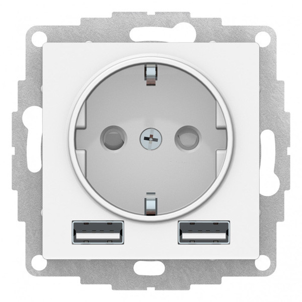 

Розетка с заземлением с 2 USB Systeme Electric ATN001330 AtlasDesign A+A, 5В/2,4А, 2х5В/1,2А, механизм, лотос, ATN001330