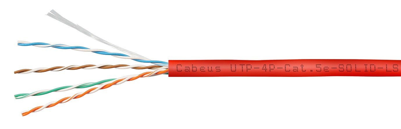 

Кабель витая пара U/UTP 5e кат. 4 пары Cabeus UTP-4P-Cat.5e-SOLID-LSZH-RD-100 (24 AWG), одножильный, красный, LSZH, нг(А)-HF, (100 м), UTP-4P-Cat.5e-SOLID-LSZH-RD-100