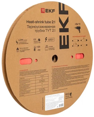 

Термоусаживаемая трубка EKF tut-6-r ТУТ нг 6/3 красная рулон, tut-6-r