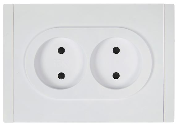 

Розетка двухместная без заземления IEK FP-R23-10-1-K01 FORTE&PIANO с защитными шторками б/к 10А FP225 белый, FP-R23-10-1-K01