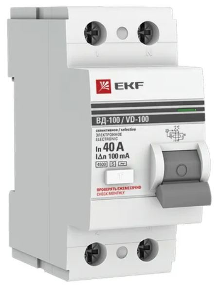 Изображение товара УЗО EKF elcb-2-40-100S-em-pro
