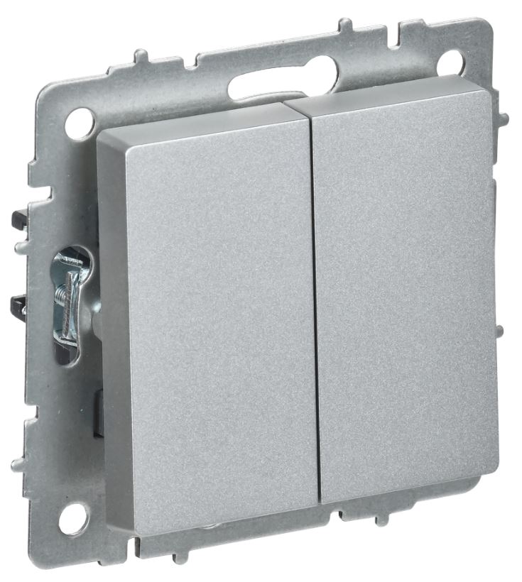 

Переключатель перекрестный IEK BR-V23-0-10-K47 BRITE 2-клавишный 10А ВС10-2-3-БрА алюминий, BR-V23-0-10-K47