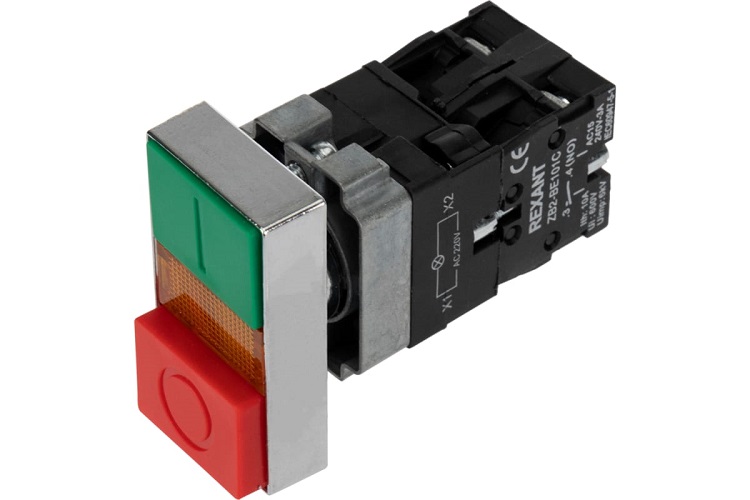 

Кнопка Rexant 36-5541 LAY5 «I-O» прямоугольная 230 В NO+NC, 36-5541