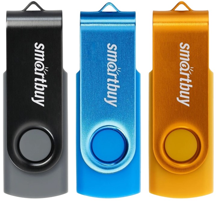 Накопитель USB 2.0 64GB SmartBuy Twist SB064GB2TWKBYSET комплект 3 шт. (чёрный / синий / жёлтый)