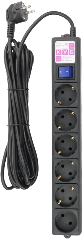

Сетевой фильтр Power Cube SPG6-B2 5,0 м 6 розеток (черный) 16А/3,5кВт (3*1,5), SPG6-B2