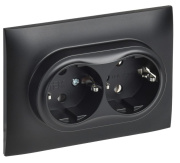 фото Розетка двухместная с заземлением в сборе  IEK SK-R21-16-K02-F