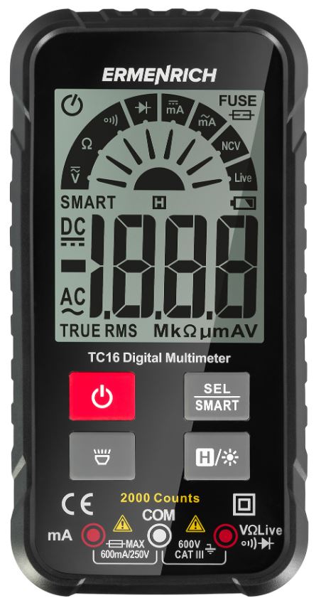 

Мультиметр цифровой Ermenrich 82982 Zing TC16, 82982