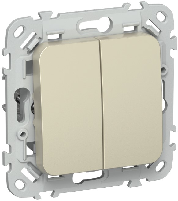 

Выключатель двухклавишный IEK FI-V20-0-10-1-K37 FLITE 10А ВС12-1-0-ФлШ шампань, FI-V20-0-10-1-K37