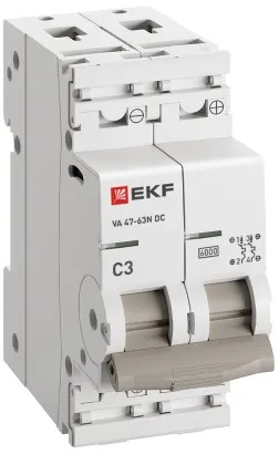 

Автоматический выключатель EKF M63DC623C ВА 47-63N DC 2P 3А (C) 6kA PROXIMA, M63DC623C