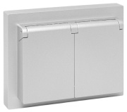 фото Розетка двухместная с заземлением в сборе  EKF UP1-SOA-211-44