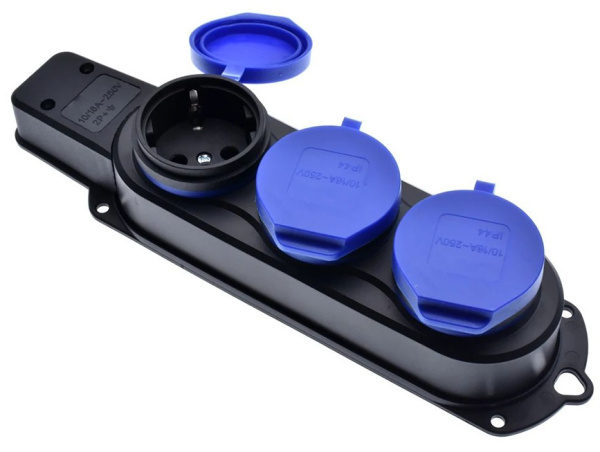 Изображение товара Каучуковая колодка Filum FL-SB-3EU-IP44-BL на 3 розетки IP44
