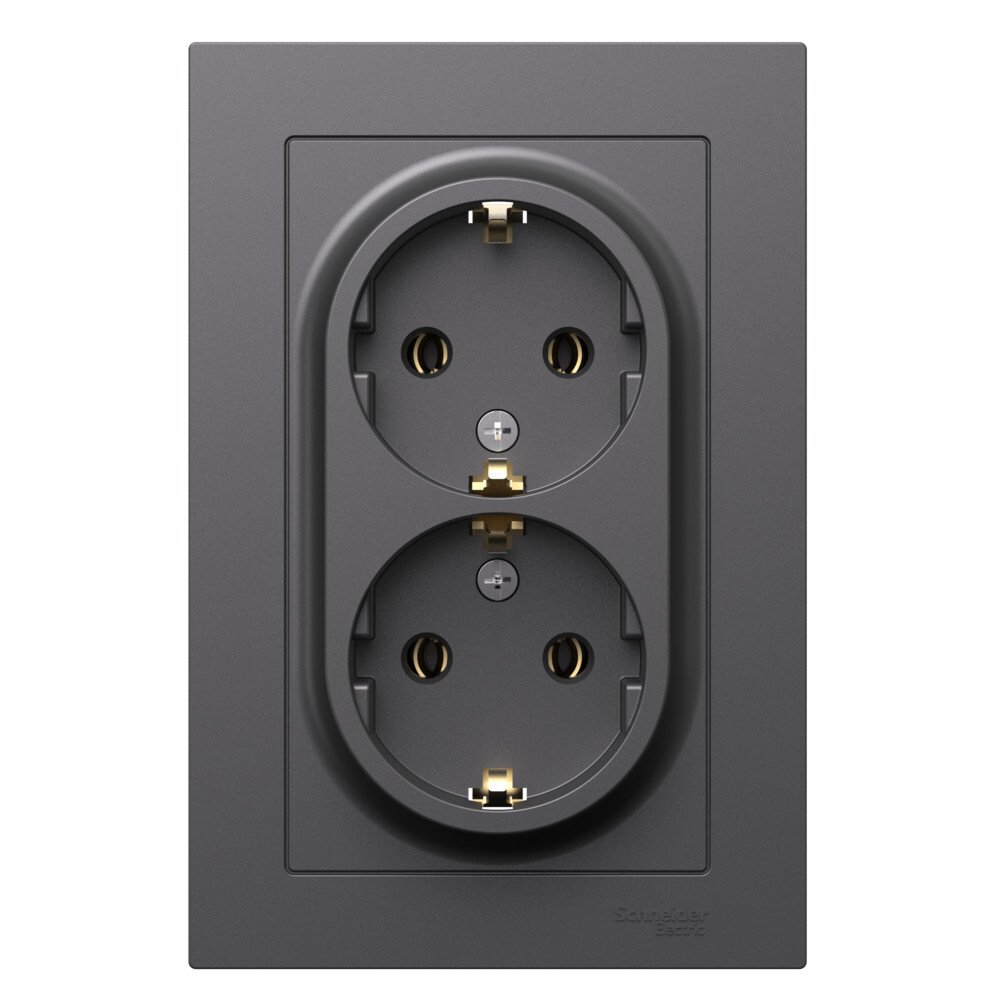 

Розетка двухместная с заземлением Systeme Electric ATN001424 AtlasDesign 16А в сборе базальт, ATN001424