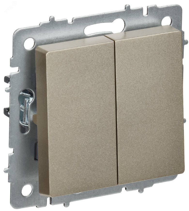 

Переключатель перекрестный IEK BR-V23-0-10-K37 BRITE 2-клавишный 10А ВС10-2-3-БрШ шампань, BR-V23-0-10-K37