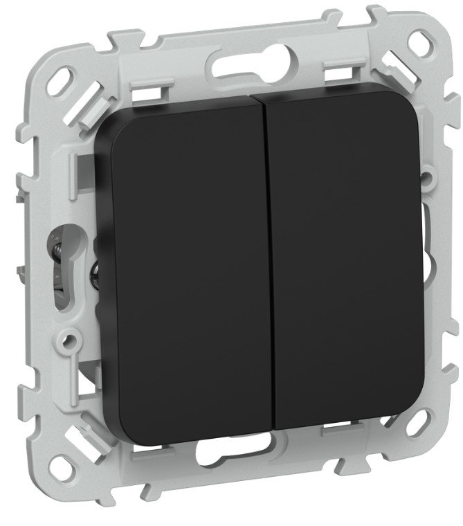 

Выключатель двухклавишный IEK FI-V15-0-10-1-K02 FLITE 10А ВЖ52-2-0-ФлЧ черный, FI-V15-0-10-1-K02