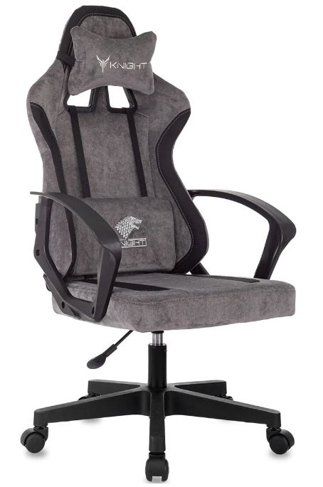 Кресло игровое Бюрократ KNIGHT OPTIMUM GR серый/черный крестов. пластик