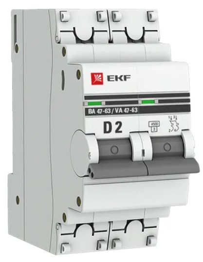 

Автоматический выключатель EKF mcb4763-2-02D-pro 2P 2А (D) 4,5kA ВА 47-63, mcb4763-2-02D-pro