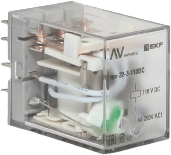 

Реле промежуточное EKF rpa-22-3-110DC RPA 22/3 6A 110В DC, rpa-22-3-110DC