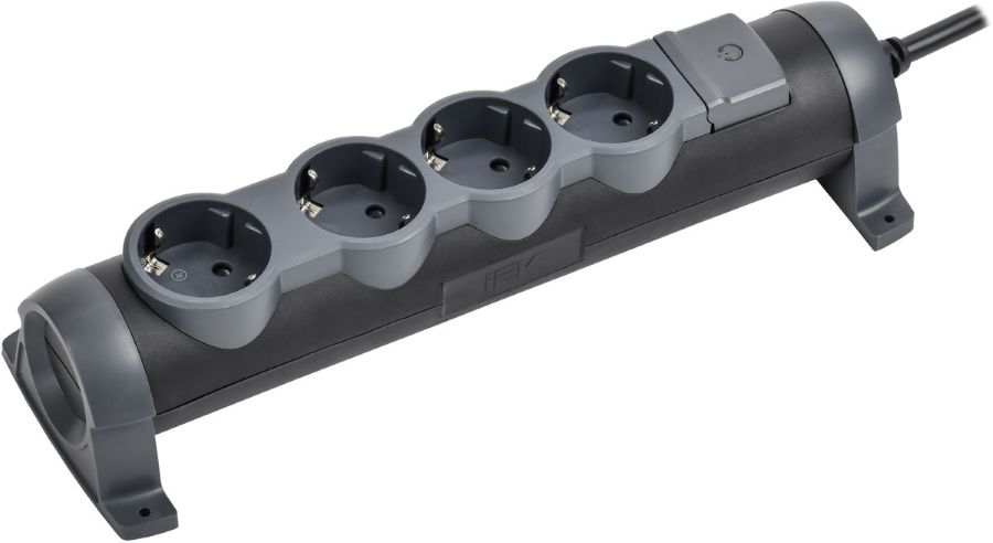 

Удлинитель IEK COMFORT У04К 4 места 1,5м 3х1,5мм2 16А черн., COMFORT У04К