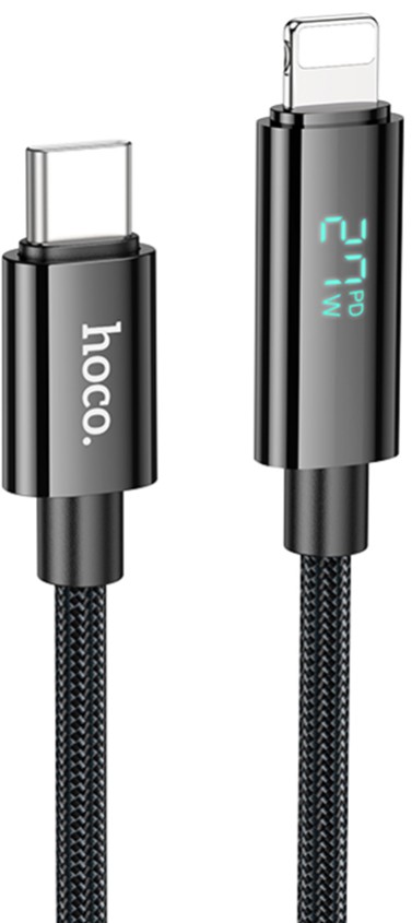 

Кабель интерфейсный USB 2.0 Hoco U125 6942007611879 Type-C/Lightning, 2.4А, 27Вт, с дисплеем, 1.2м, черный, коробка, U125
