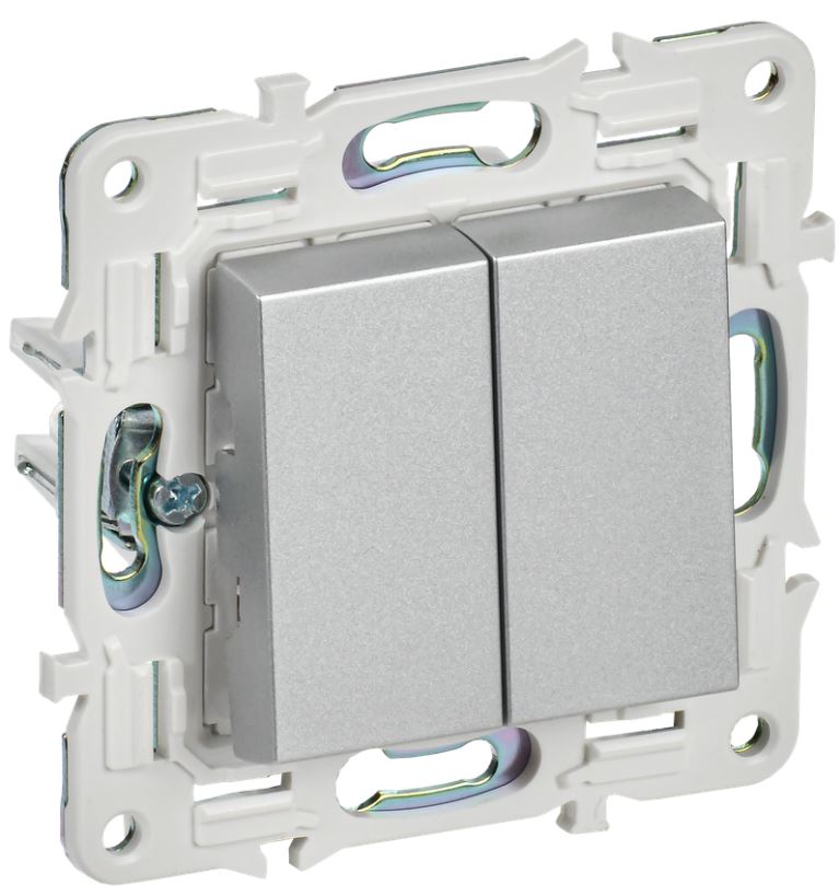 

Переключатель двухклавишный IEK SK-V23-0-10-K23 SKANDY 10А SK-V06S Серебряный, SK-V23-0-10-K23