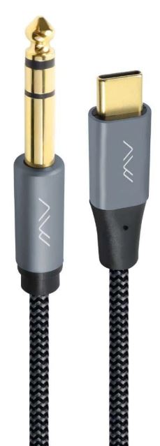 

Кабель акустический Caweon AI-2M USB-C(M) - AUX 6.3мм(M), 2м, серый, AI-2M