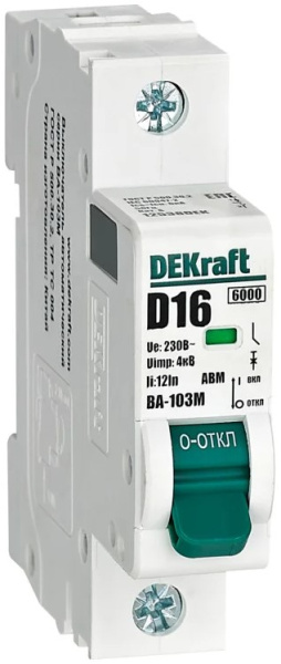 Изображение товара Автоматический выключатель DEKraft 12538DEK 16 А IP20 электромагнитный