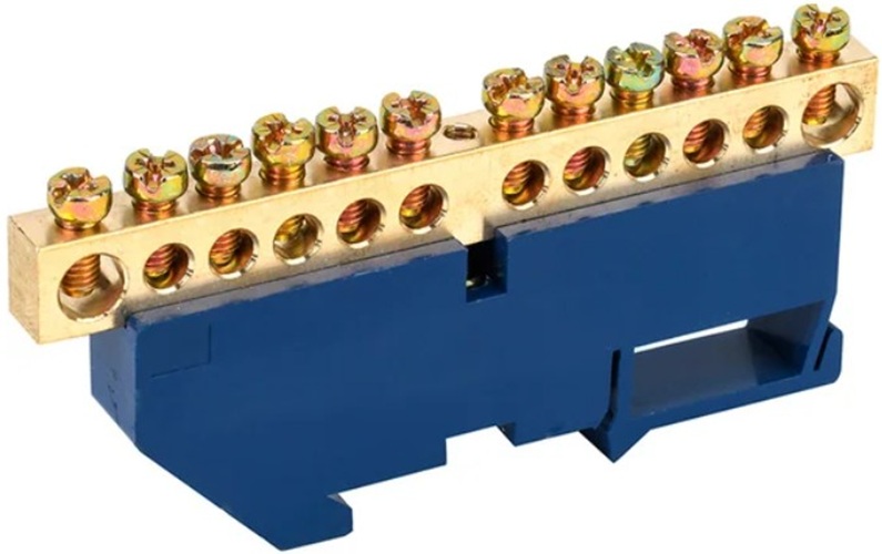 

Шина Rexant 11-2349 «N» нулевая с синим изолятором на DIN-рейку 8x12 мм стойка бол. 12 групп, 11-2349