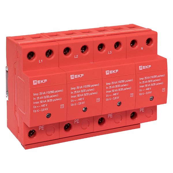 

УЗИП EKF spd-t1-4p УЗИП Класс 1 Iimp 25kA (10/350μs) 4P, spd-t1-4p