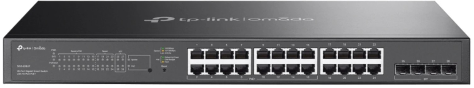 

Коммутатор управляемый TP-LINK SG2428LP L2 8 x RJ45 100/1000 Мбит/с, 4 x SFP 100/1000 Мбит/с, 16 x RJ45 100/1000 Мбит/с с поддержкой PoE, SG2428LP