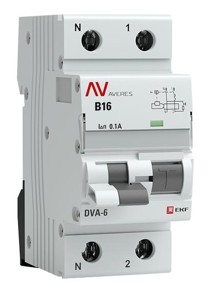 

Автомат дифференциальный EKF rcbo6-1pn-16B-100-ac-av DVA-6 1P+N 16А (B) 100мА (AC) 6кА AVERES, rcbo6-1pn-16B-100-ac-av