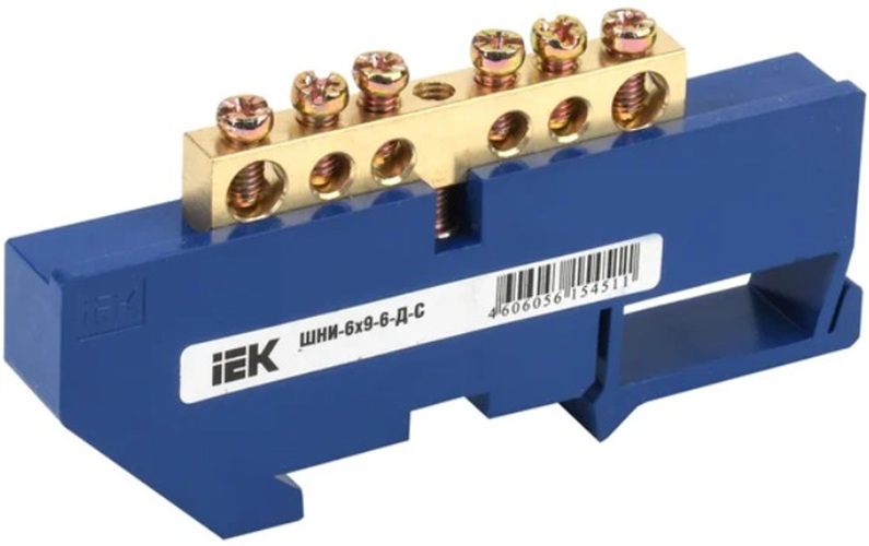 

Шина IEK YNN10-69-6D-K07 N ноль на DIN-изолятор ШНИ-6х9-6-Д-С, YNN10-69-6D-K07
