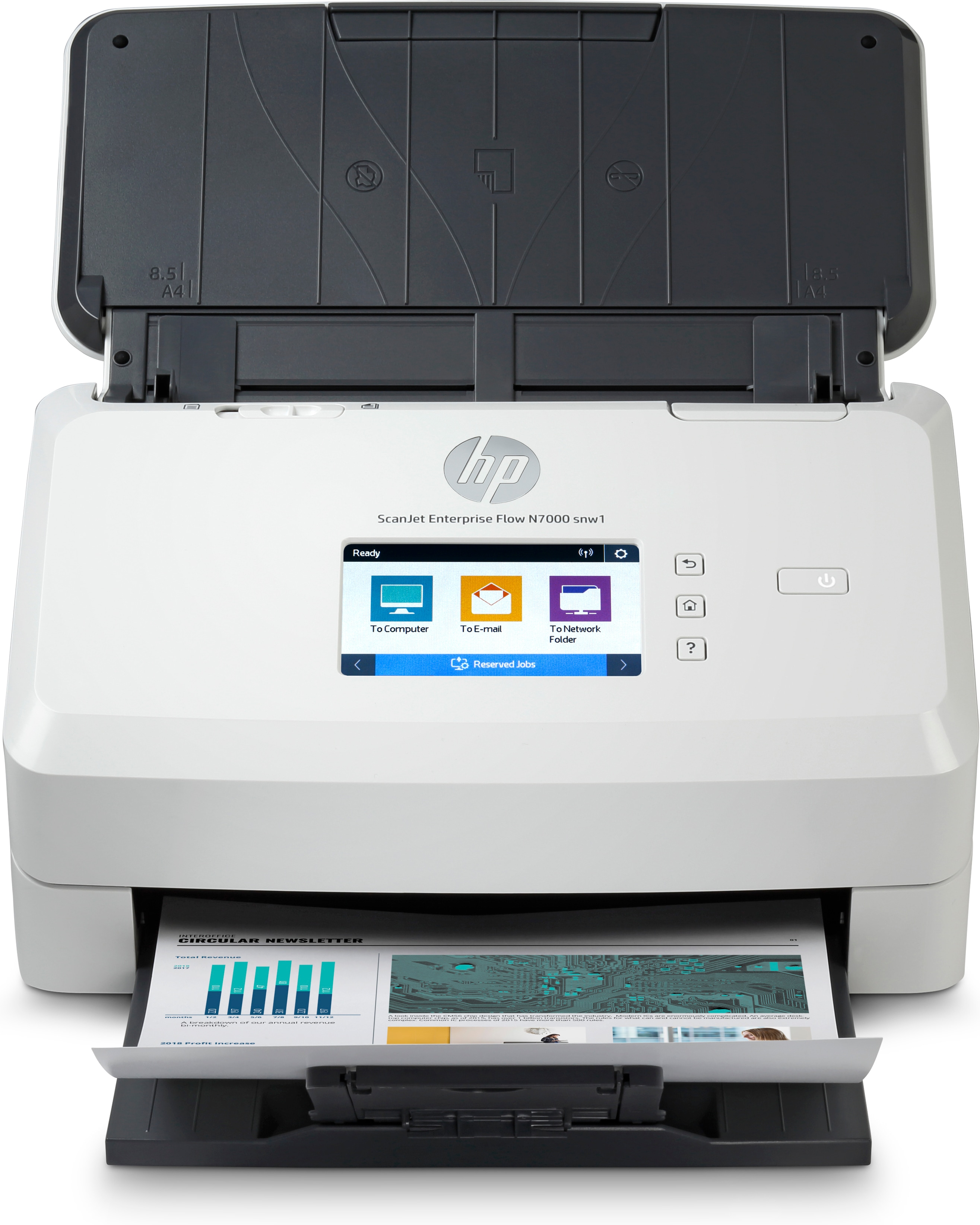 Сканер HP ScanJet Enterprise Flow N7000 snw1 6FW10A CIS, A4, 600 dpi, Ethernet 10/100/1000 Base-TX, USB 3.0, Wi-Fi, ADF 80 sheets, Duplex, 75 ppm/150