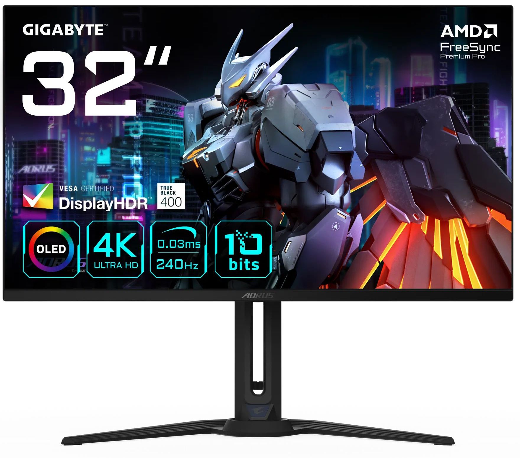 

Монитор 31,5" GIGABYTE FO32U2 3840x2160 LED, 16:9, QD OLED, 250cd, 178/178, DP, HDMI, 240Hz, HAS, VESA, black, FO32U2