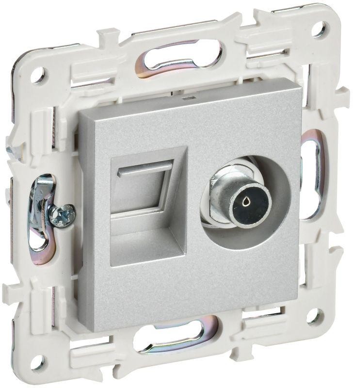 

Розетка комбинированная IEK SK-AK20-1-K23 SKANDY TV+RJ45 кат.5E SK-A14S Серебряный, SK-AK20-1-K23