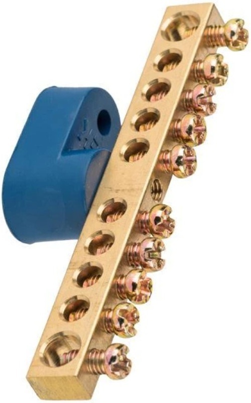 

Шина EKF sn0-63-10-1 "0" N (6x9мм) 10 отв. латунь синий угловой изолятор, sn0-63-10-1