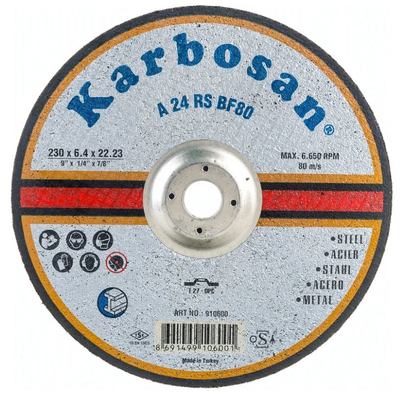 

Диск шлифовальный ООО САМ KAR-910600 Karbosan по металлу 230х6,4х22, KAR-910600