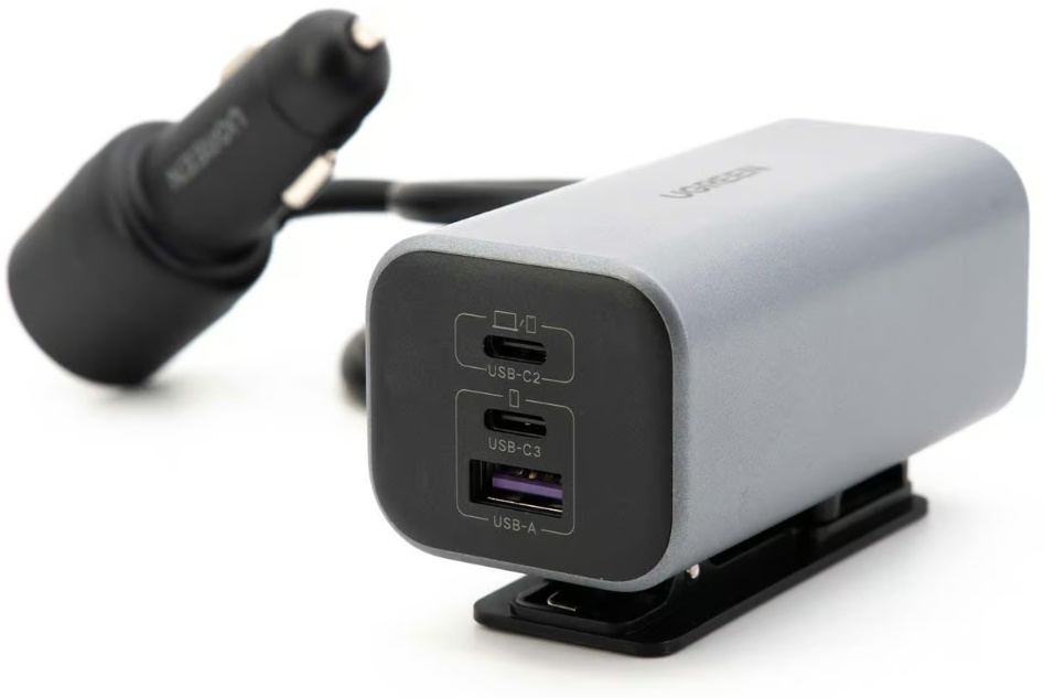 

Зарядное устройство автомобильное UGREEN EC706 35571_ 150W 4-Port GaN with Extended USB-A+2*USB-C Fast Car Charger. Цвет: серый, EC706