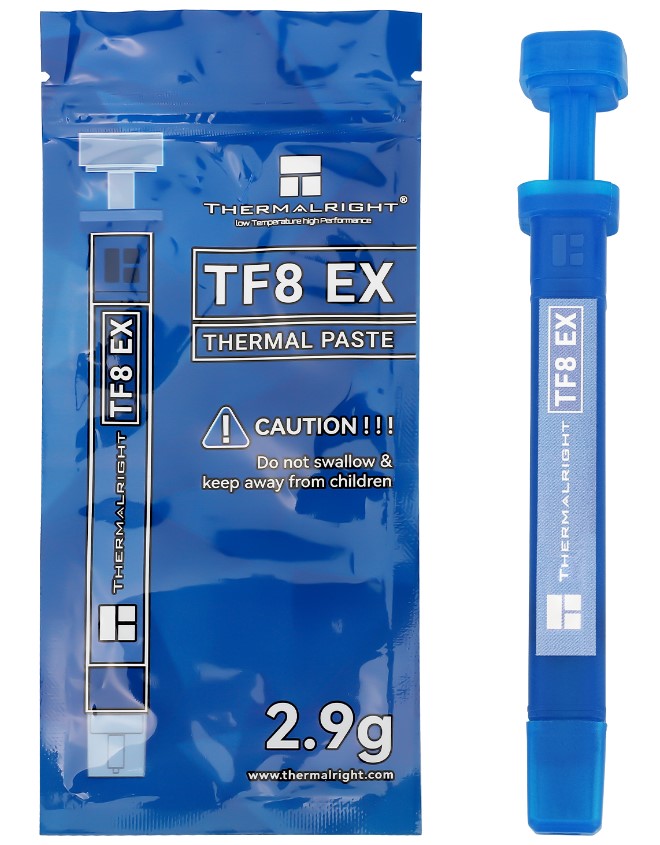 

Термопаста Thermalright TF8-EX-2.9G 2.9 грамма, 14 Вт/(м·K), -220/380С, TF8-EX-2.9G