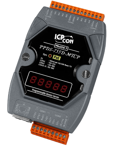 Изображение товара Преобразователь ICP DAS PPDS-755D-MTCP CR для DIN-рейки RS-232 RS-485