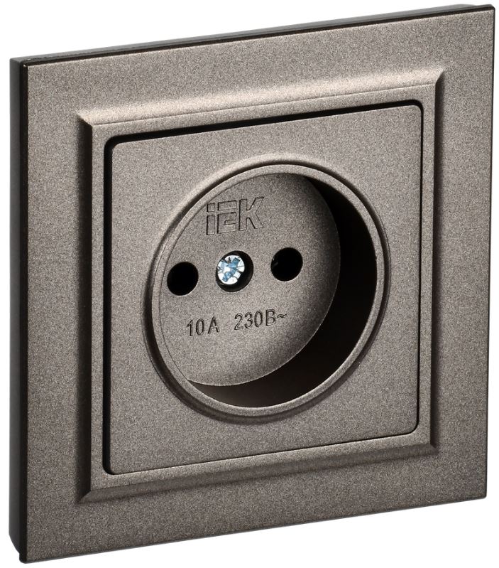 

Розетка без заземления в сборе IEK BR-R10-10-K45-F BRITE без защитных шторок 10А РСР10-1-0-БрТБ Бронза, BR-R10-10-K45-F