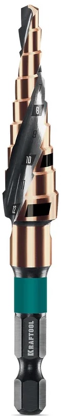 

Сверло Kraftool Cobalt 29691-4-12-9 Kraftool ступенчатое 4-12мм., 9 ступеней, Cobalt
