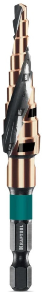 Изображение товара Сверло Kraftool Cobalt для металла и пластика 4-12 мм шестигранный хвостовик