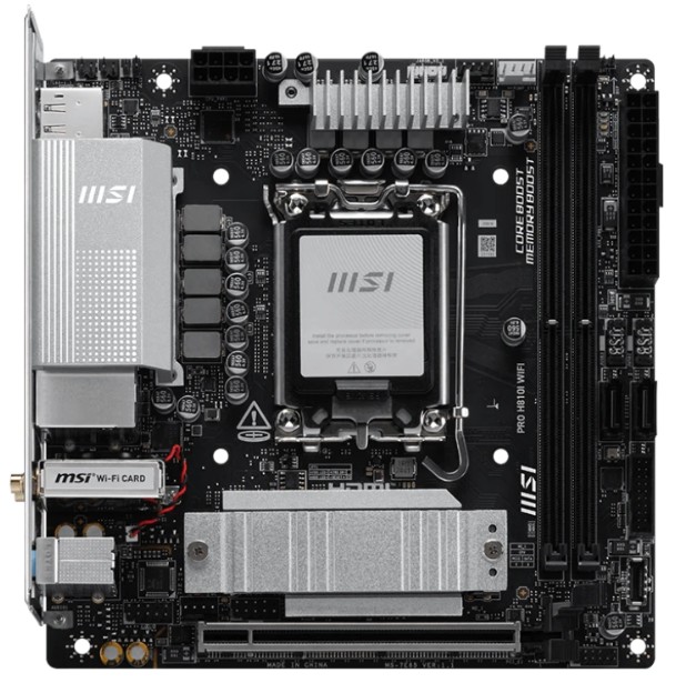 

Материнская плата mini-ITX MSI PRO H810I WIFI (LGA1851, H810, 2*DDR5, PCIe, M.2, 2*SATA, WiFi, BT, 2*USB 2.0, USB Type-C, HDMI), PRO H810I WIFI