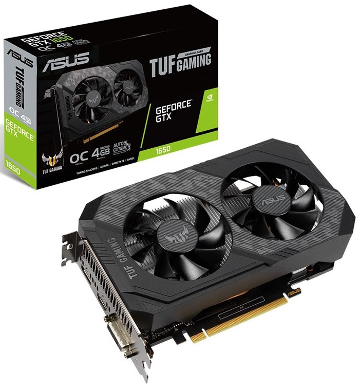 

Видеокарта PCI-E ASUS GeForce GTX 1650 TUF GAMING OC (TUF-GTX1650-O4GD6-GAMING) 4GB GDDR6 128bit 12nm 1410/12000MHz DVI-D/HDMI/DP RTL, GeForce GTX 1650 TUF GAMING OC (TUF-GTX1650-O4GD6-GAMING)