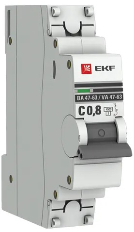 

Автоматический выключатель EKF mcb4763-1-0.8C-pro 1P 0,8А (C) 4,5kA ВА 47-63, mcb4763-1-0.8C-pro