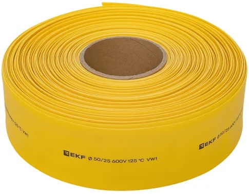 

Термоусаживаемая трубка EKF tut-50-y ТУТ нг 50/25 желтая рулон, tut-50-y