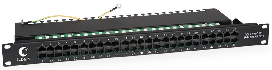 

Патч-панель Cabeus PL-50-TEL-Dual IDC 19" (1U), 50 портов RJ-45, Dual IDC (телефонная раскладка), PL-50-TEL-Dual