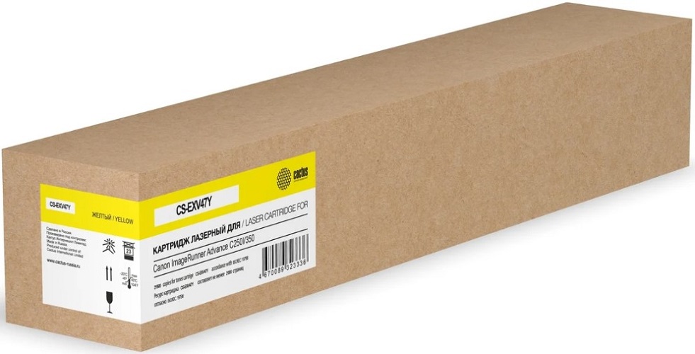 

Картридж лазерный Cactus CS-EXV47Y желтый (21500стр.) для Canon ImageRunner Advance C250I/350, CS-EXV47Y
